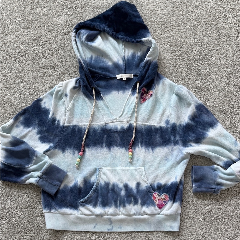 LoveShackFancy Navy & Light Blue Hooded Pullover